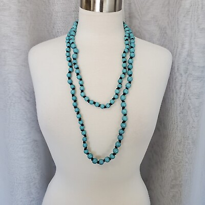 #ad Women Fashion Bohemian Tribal Necklace Jewelry Blue Turquoise Stone 30quot; Long $15.99