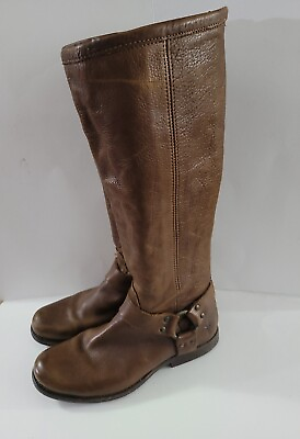 #ad Frye Womens Phillip Harness Tall Knee High Leather Riding Boots Brown 7 #76850 $51.75