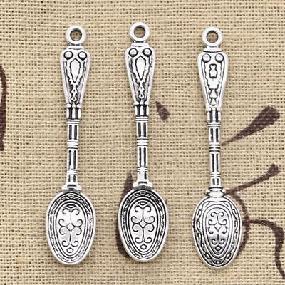 #ad 48x10mm Spoon Pattern Charms Tibetan Style Pendants Jewelry Making Pendant 15Pcs $16.86