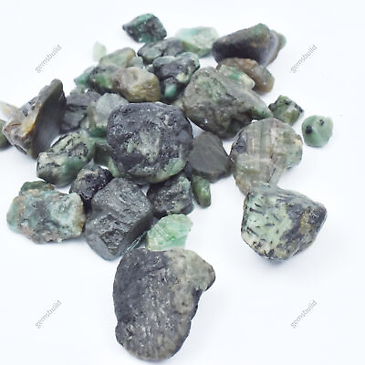 #ad 9999 Ct Natural Lot Green Emerald Raw Uncut Rough CERTIFIED Loose Gemstone $815.74
