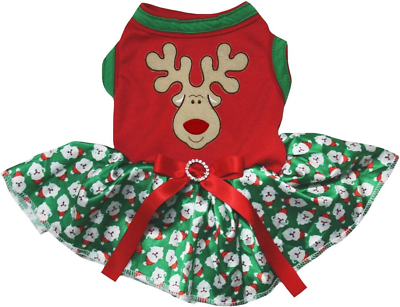 #ad #ad Reindeer Face Puppy Dog Dress Red Green Santas Xxx Large $24.99