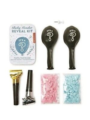 #ad 10 Tins Of KIKKERLAND Baby Gender Reveal Kit NEW: Balloons:Confetti:Male Female $8.00