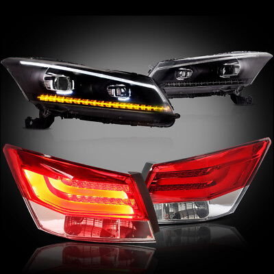 #ad Vland LED Headlights amp; RED Tail Lights For 2008 2012 Honda Accord Frontamp;Rear $465.99