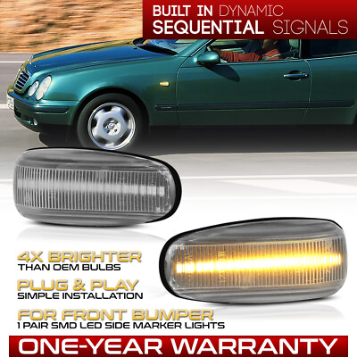 #ad AMBER LED Strip Front Side Marker Light Blinker Signal Lamp For Benz CLK SLK $18.99