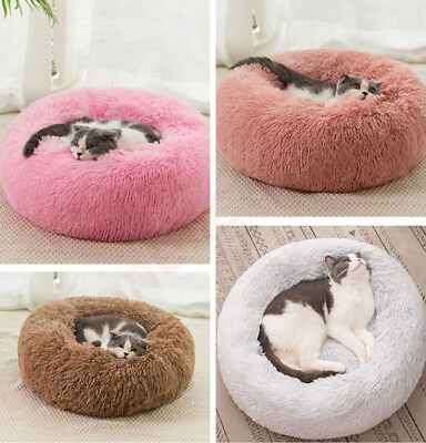 #ad Lots Pet Cat Calming Bed Warm Soft Plush Round Nest Comfy Sleeping Dog Kennel $58.99