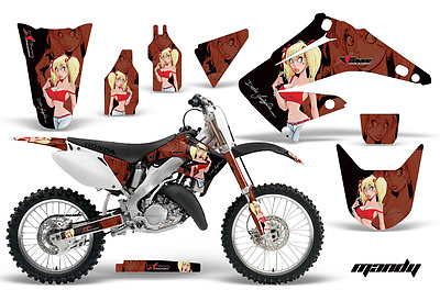 #ad Dirt Bike Graphics Kit Decal Wrap For Honda CR125R CR250R 2002 2008 MANDY RED BK $169.95
