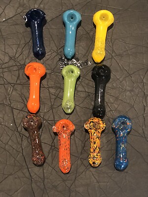 #ad 4 PACK 3” 3.5 “INCHTobacco Smoking THICK HEAVY Glass Hand Pipe Solid And Multi $12.95