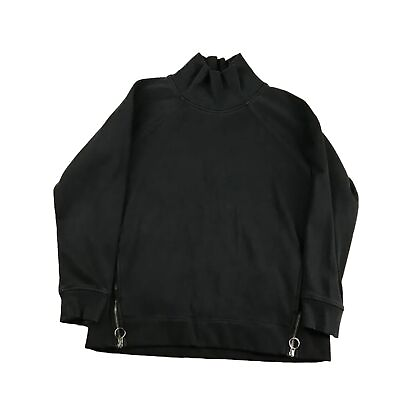 #ad Athleta Sweatshirt Womens Small Black Mock Neck Zip Pockets Activewear Jacket $23.86