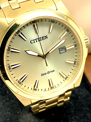 #ad Citizen Men#x27;s Watch BM7532 54P Peyten Eco Drive Dial Date Gold Steel 41mm $134.97