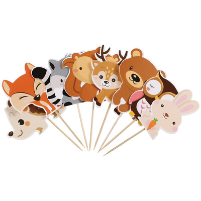 #ad 24pcs Woodland Animal Creatures Cupcake Toppers Woodland Baby Shower $10.59
