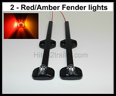 #ad 2 Tecniq LED Red Amber Trailer fender marker light Black clearance USA $13.99