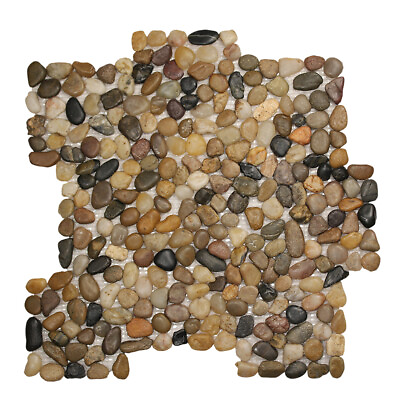 #ad Pebble Stone Tile Small Round Bathroom Shower Wall Floor Backsplash Mixed Brown $26.69