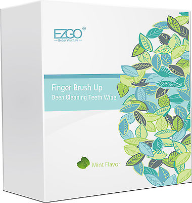 #ad EZGO 100pc Dental Oral Finger Brush Ups Deep Cleaning Teeth Wipes Finger Wipes $19.99