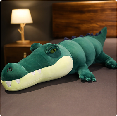 #ad 100cm Giant Real Life Stuffed Crocodile Plush Simulation Alligator Dark Green AU $65.00