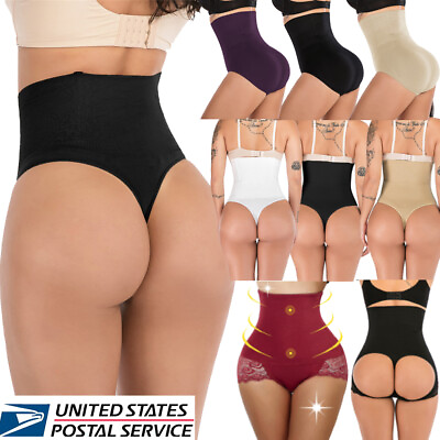 #ad US Lady Boned Tummy Control Body Shaper High Waist Trainer Thong Panty Shapewear $9.23