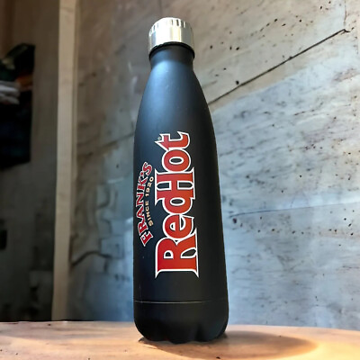 #ad FRANKS REDHOT SAUCE Black MATTE Metal Insulated Water Bottle Screw Top PROMO $15.00