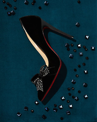 #ad Christian Louboutin Mlle Menule Velvet 100mm Red Sole Pump Shoes Black 37 $699.99