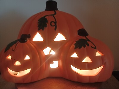 #ad Halloween 3 Jack O#x27;Lanterns Pumpkins Lights Up 9quot;L x 6quot;H $28.99