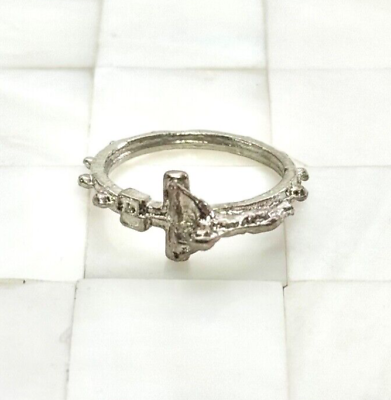 #ad Silver Tone Crucifix Studded Ring The Vintage Strand Lot #3830 $8.49