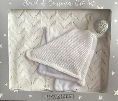 #ad Two Piece Silvercloud Cream Knitted Shawl And Lamb Comforter Boxed Gift Set￼ GBP 39.99