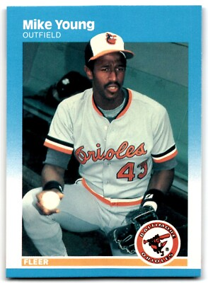 #ad 1987 Fleer Mike Young of Baltimore Orioles #483 $1.85