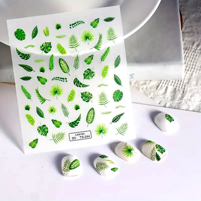 #ad Cute 5D Embossed Green Plant Leaf Variety Stickers Self Adhesive Nail Art THB 14 $8.45