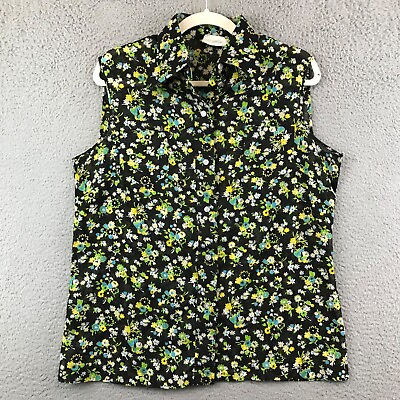 #ad Vintage 70s Sear Fashion Floral Sleeveless Women’s Top size 18 $17.99