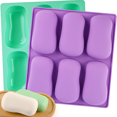 #ad 2 Pack 6 Cavity DIY Silicone Soap Molds Classical Handmade Silicone Molds for Ba $22.99