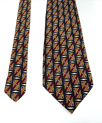 #ad Brandini Le Collezioni 60” Men’s Tie 100% Silk Made In Italy Red Gray Pattern $16.76