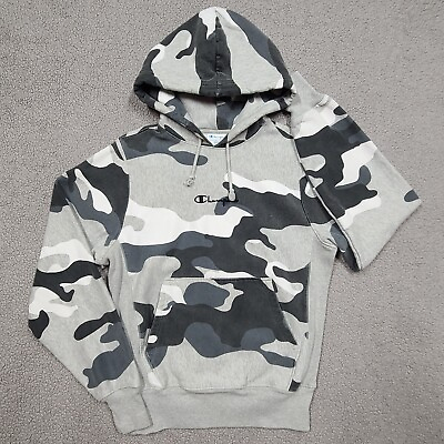 #ad Champion Hoodie Mens S Camo Reverse Weave Embroidered Script Pullover $21.88