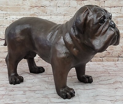 #ad Pure Bronze Bulldog Dog Puppy Figure Statue Gift Sculpture Outdoor $799.00