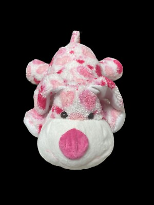 #ad Kellytoy Puppy Dog Floppy Ears White Plush Pink Heart’s Laying Down 12quot; $22.00