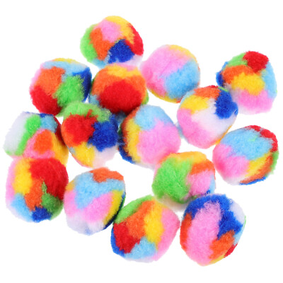 #ad 20pcs Cat Balls Toy Cute Rainbow Yarn Puff Balls Funny Kitten Fuzzy Balls $8.44