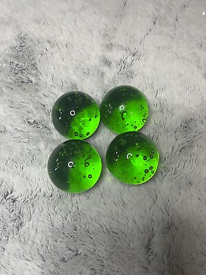 #ad Green Glass Round Ball With Small Bubbles 2” Set Of 4 $40.00