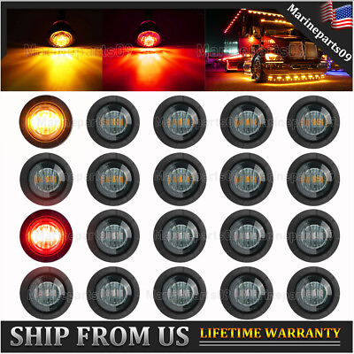 #ad Mini Round Marker Lights 3 4quot;LED Truck Trailer Bullet 12V Side Clearance Light $11.99