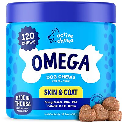 #ad Omega 3 Fish Oil for Dogs Soft Chews 120 ct Omega 3 for Dogs with Biotin amp; ... $43.79