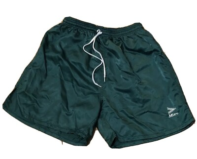 #ad VINTAGE MITRE Soccer Brand 100% Nylon Soccer Shorts w Drawstrings Solid GREEN M $24.95