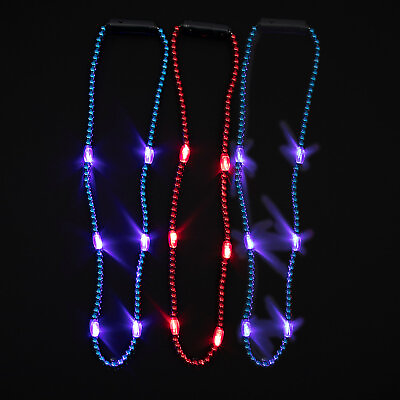#ad Light Up Patriotic Mardi Gras Beaded Necklaces Fourth of July Jewelry 6 $24.60