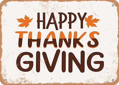 #ad Metal Sign Happy Thanks Giving 3 Vintage Look Sign $18.66