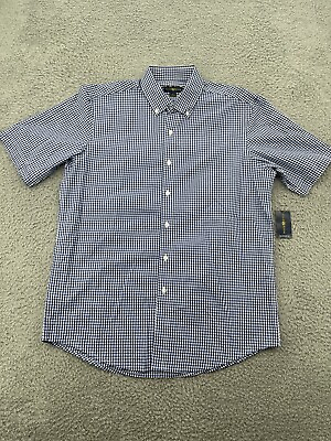 #ad NEW Club Room Button Up Shirt Adult Medium Blue Short Sleeve Classic Men NWT $16.95