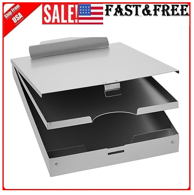 #ad Metal Clipboard Case Paper Storage Box Aluminum Form Holder Self Locking Student $29.99