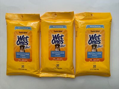 #ad 3Wet Ones for Pets Puppy Cleaning Wipes: OatmealTropical Splash Scent 30 Ct P $9.95