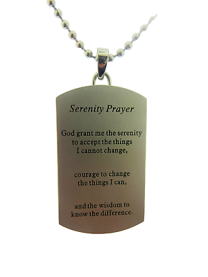 #ad Stainless Serenity Dog Tag Pendant with 22 Inch Ball Chain $14.99