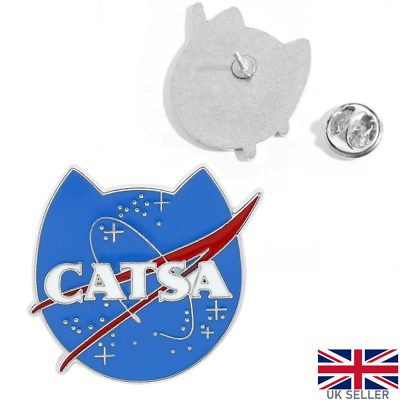 #ad CATSA Pin Funny NASA Badge Brooch Cat Kitten Lapel Novelty Space Pet Cute Gift GBP 3.99