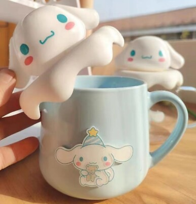 #ad Sanrio Cinnamoroll Cute Glass Ceramics Water Bottle Drinking Mug Cup with Lid $38.78