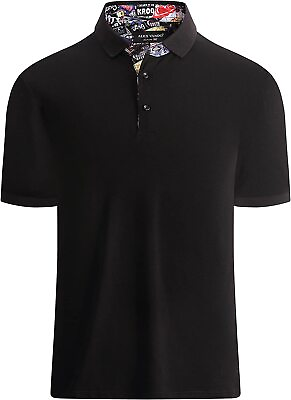 #ad Alex Vando Mens Polo Shirts Short Sleeve Regular Fit Fashion Designed Shirt $62.69