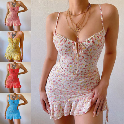 #ad Ladies Women Girls Club Party Beach Dress Strapy Sundress Mini Plus Size Fashion $19.03