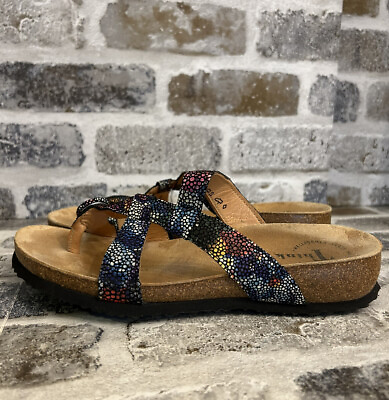 #ad THINK Julia Women#x27;s Leather Cork Thong Sandal Multicolor Size EUR 37 US 6 $31.58