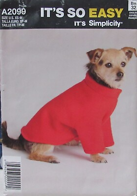 #ad Simplicity 2099 EASY DOG Coat XS S M 4 31 lbs Jacket Sweater Pattern UNCUT $5.79