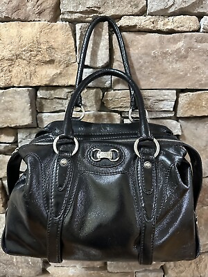 #ad Michael Kors Black Patent Leather Large Hand Bag Satchel Purse $69.99